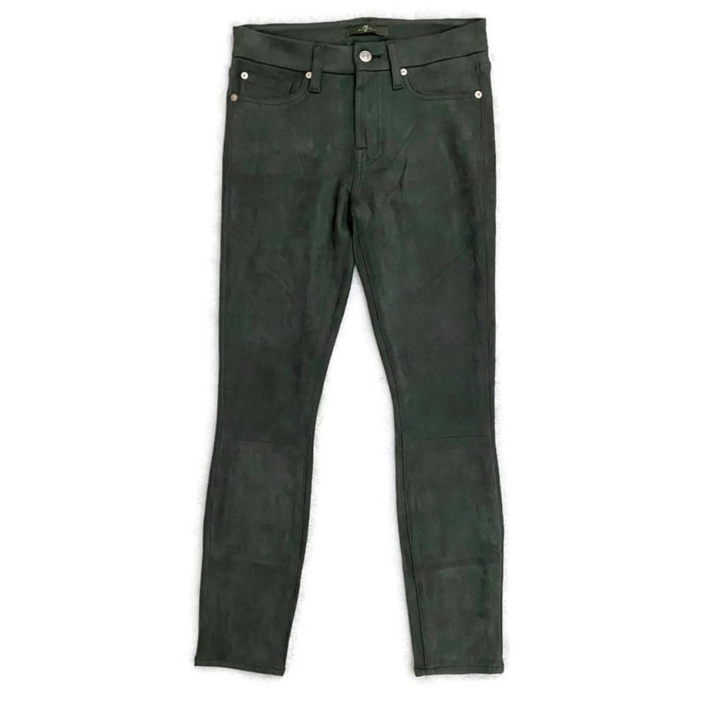 7 For All Mankind Olive Faux Suede Leggings, Mid-Rise, size 26